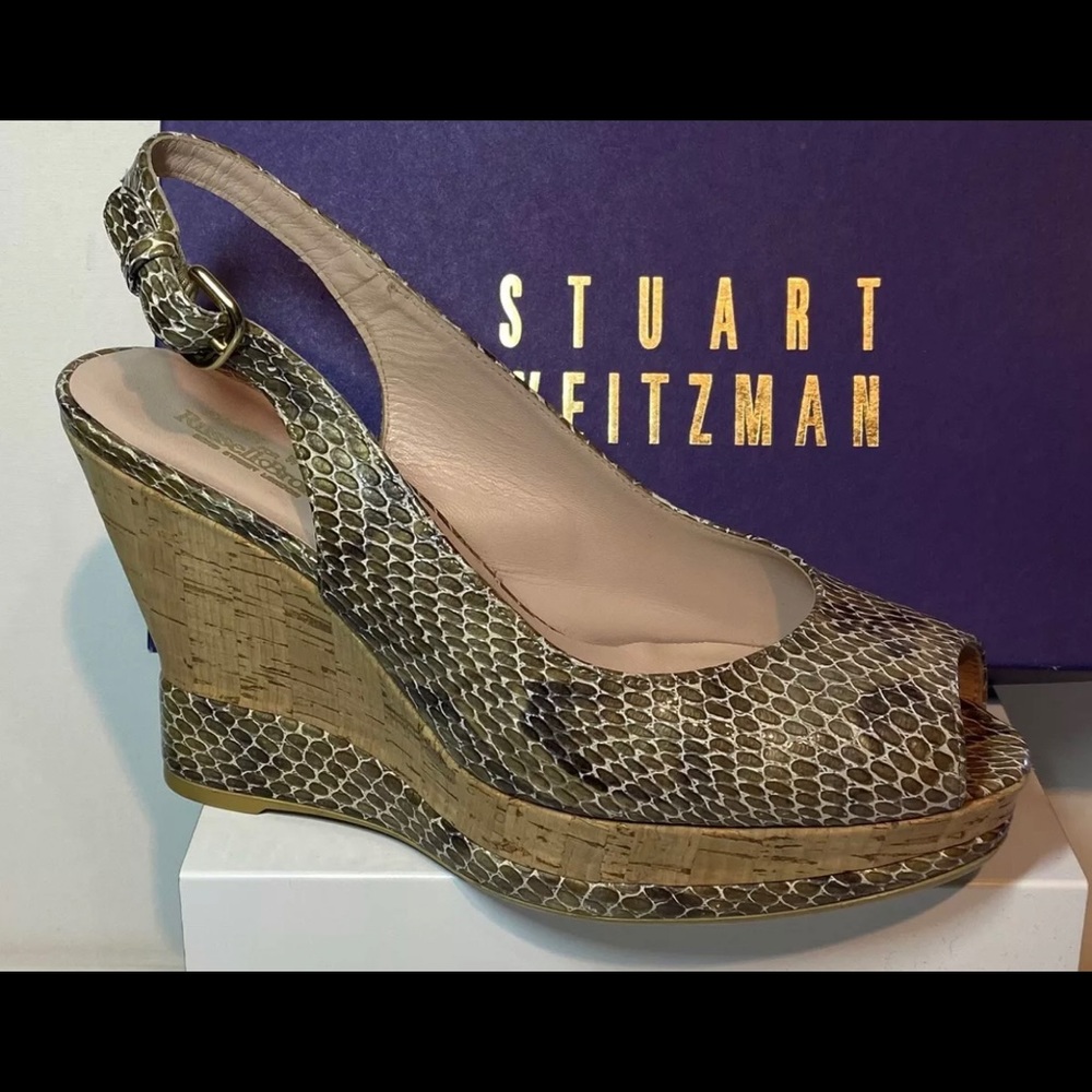 Stuart Weitzman JENNY Russell & Bromley MUSHROOM Shiny Snake Wedge US 6.5